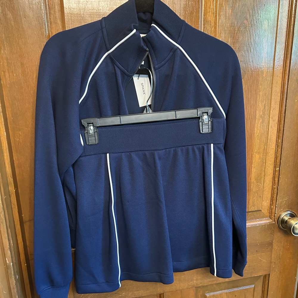 SPANX Navy full zip jacket with White Piping, full zip with matching skort